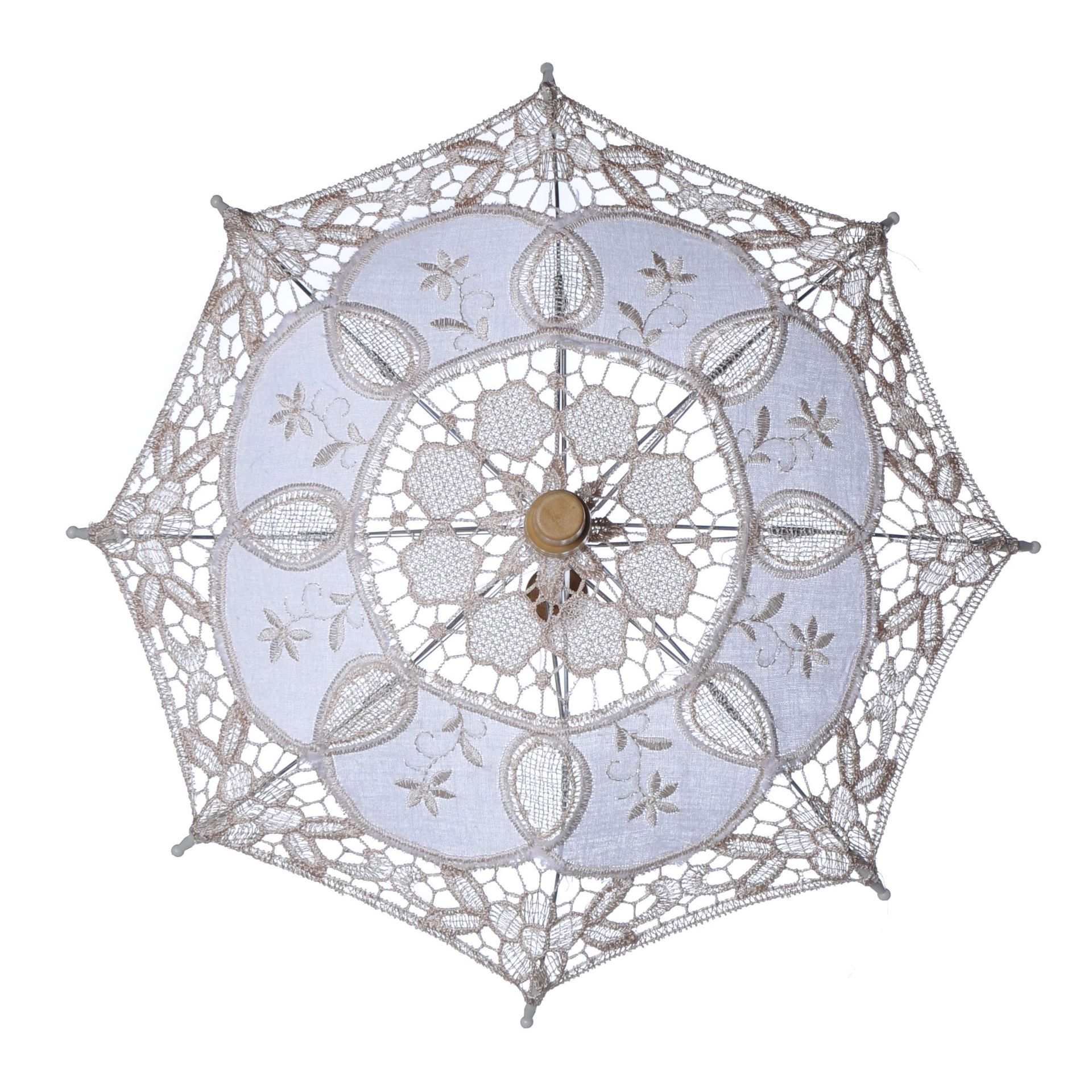 Paraplu Bruiloft Paraplu Parasol Katoen Borduurwerk Bruid Paraplu Wit Ivoor 29/45cm Size Kant Parasol: 26cm 29cm beige