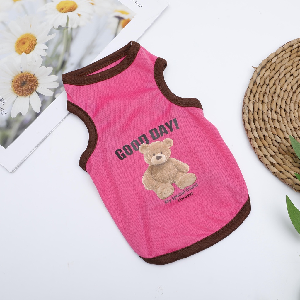 Ropa para perros de oso de dibujos animados, disfraz bonito de algodón para perros, camiseta para mascotas, chaleco para gatos para cachorros, perros pequeños y medianos, XS-XXL para perros Shih Tzu: XL / Rosa