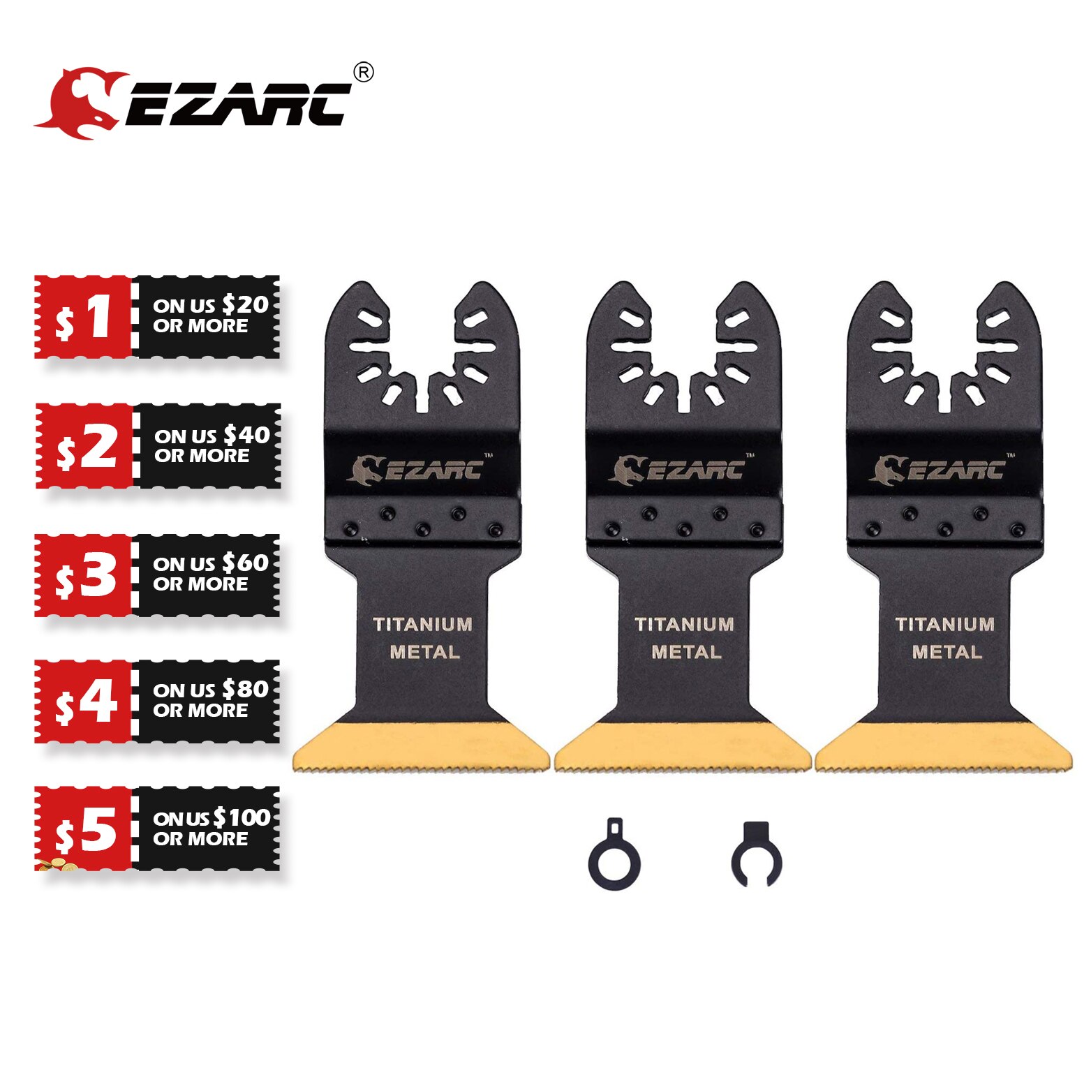 Ezarc 3Pcs Titanium Oscillerende Multitool Blade Oscillerende Multi-Gereedschap Accessoires Voor Hout, Hard Materiaal En Metalen Snijden