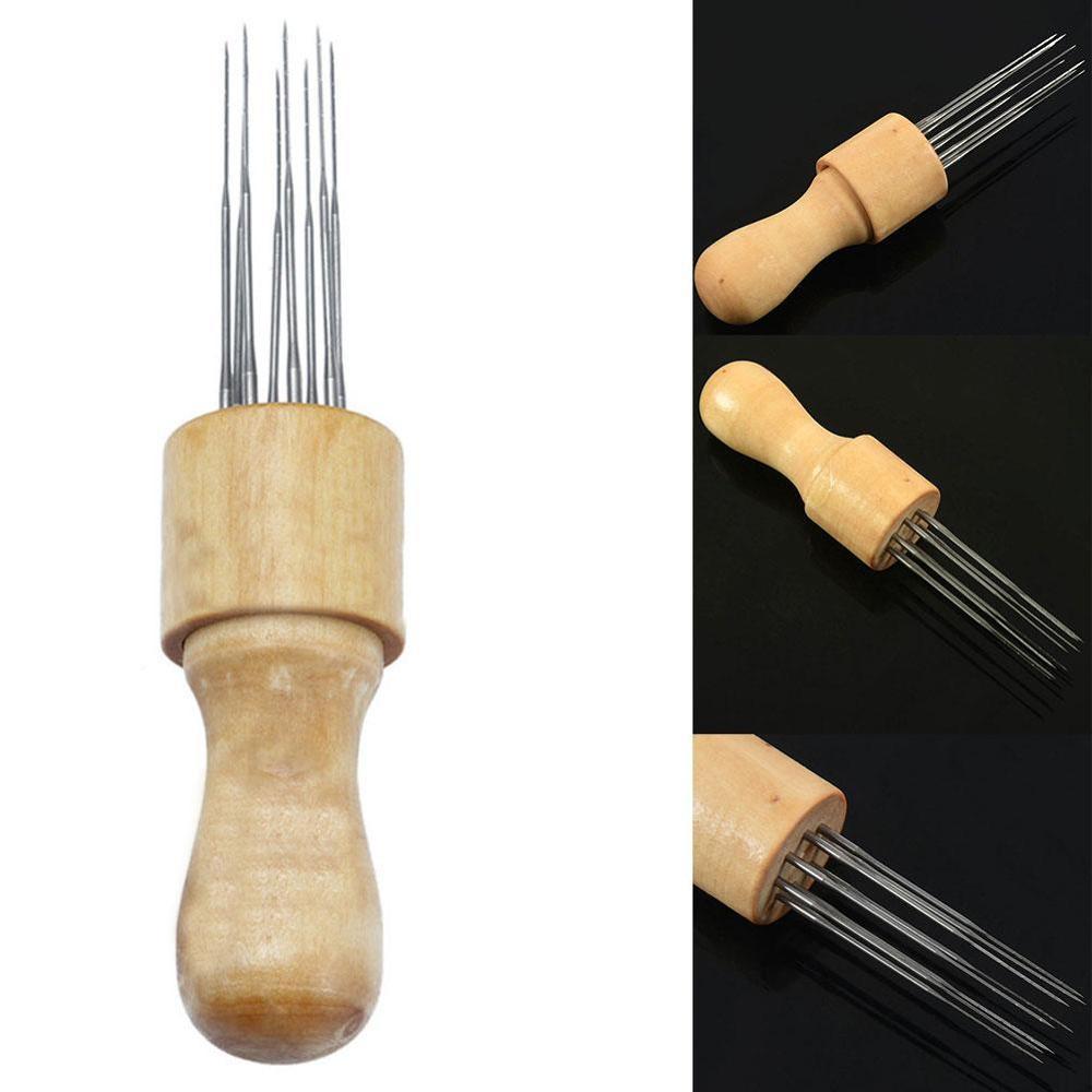 Diy filtenål med åtte nåler verktøy håndverk ull verktøy slag filt tre håndtak filting med søm effektiv mer  w5 r 0