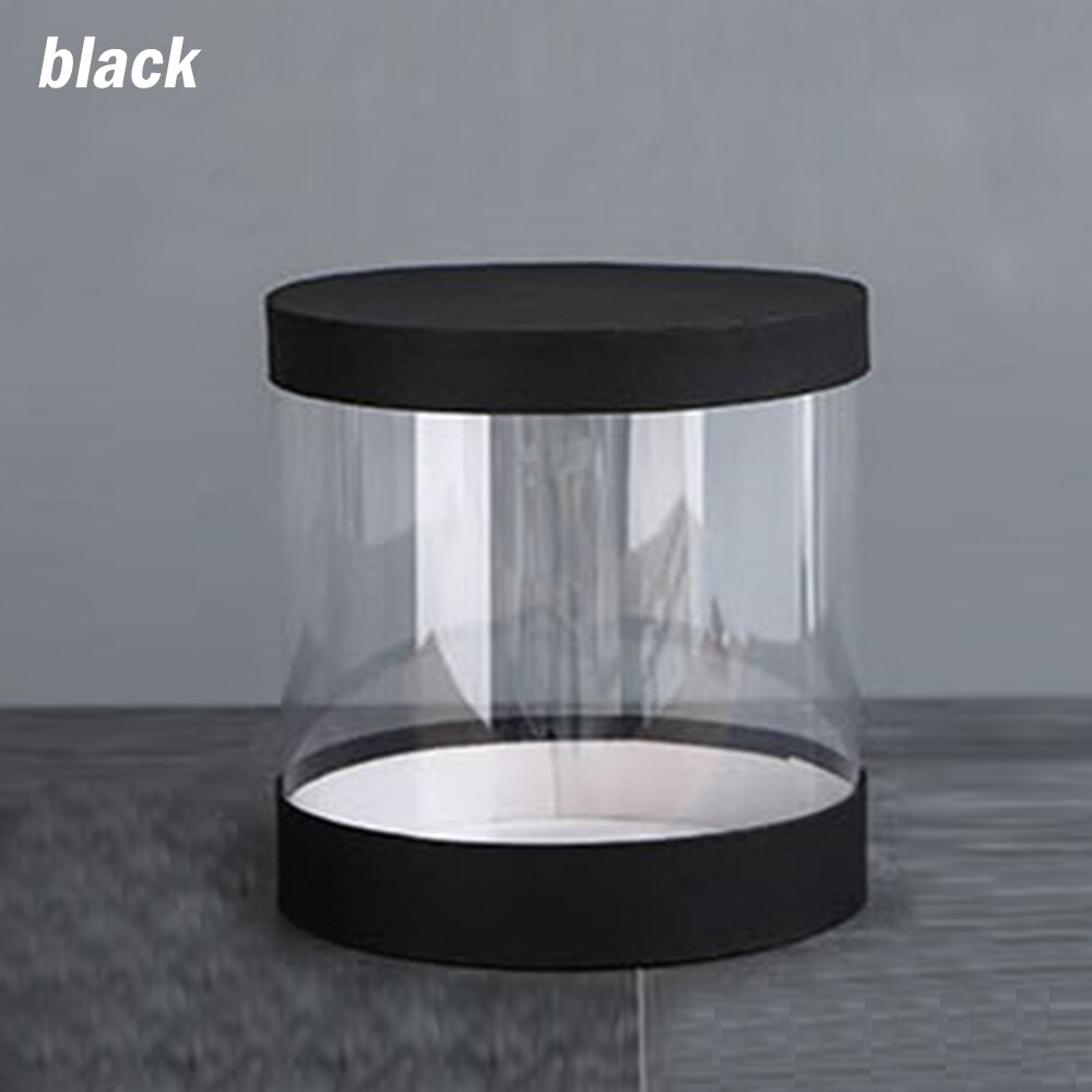 Clear PVC Flower Boxes Bouquet Florist Packaging Box Round Cake Box Clear Transparent Flower Dustproof Exhibitions: Black