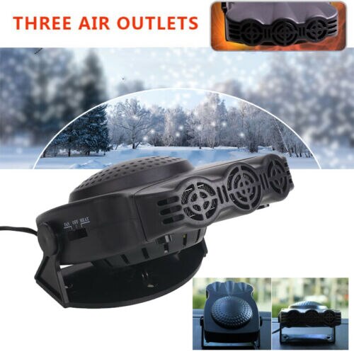 Zimowy podgrzewacz samochodowy 12V/24V grzejnik elektryczny automatyczny ogrzewanie Demister 3 otwory wydajny wentylator grzejnik okno samochodu mgła zmywacz odmrażacz