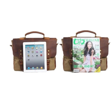 Unisex Man Zak Mannen Canvas Lederen Aktetas Tas Zakelijke Handtas Mannen Messenger Laptop Schoudertas Aktetas