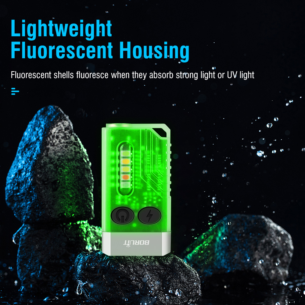 BORUiT V10 EDC llavero luz 1000 LM potente linterna LED tipo C lámpara Uv recargable Tiki pesca antorcha Camping linterna