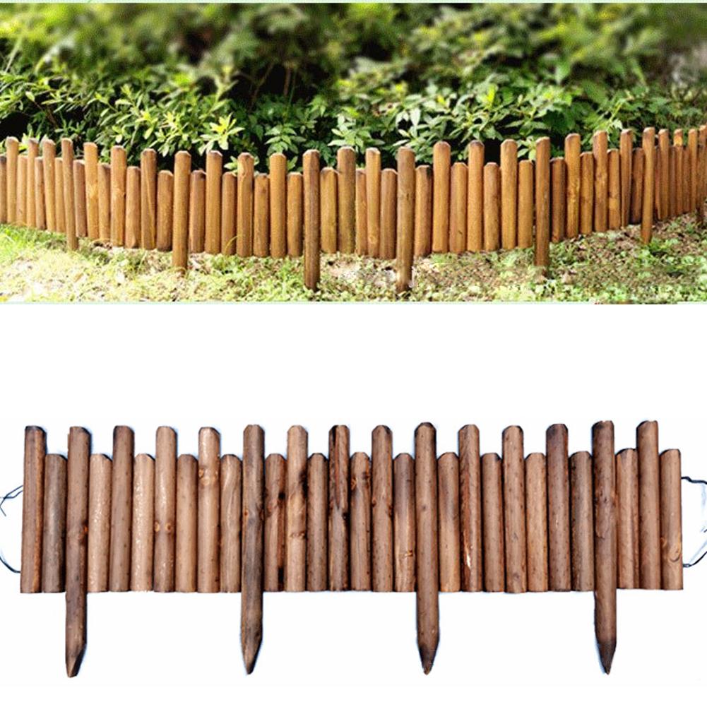 Spiked Log Roll Border Easy Plug-in Fence Palisade Corrosion Resistant Wooden Edging Fence for Flower Beds Lawns Paths spot