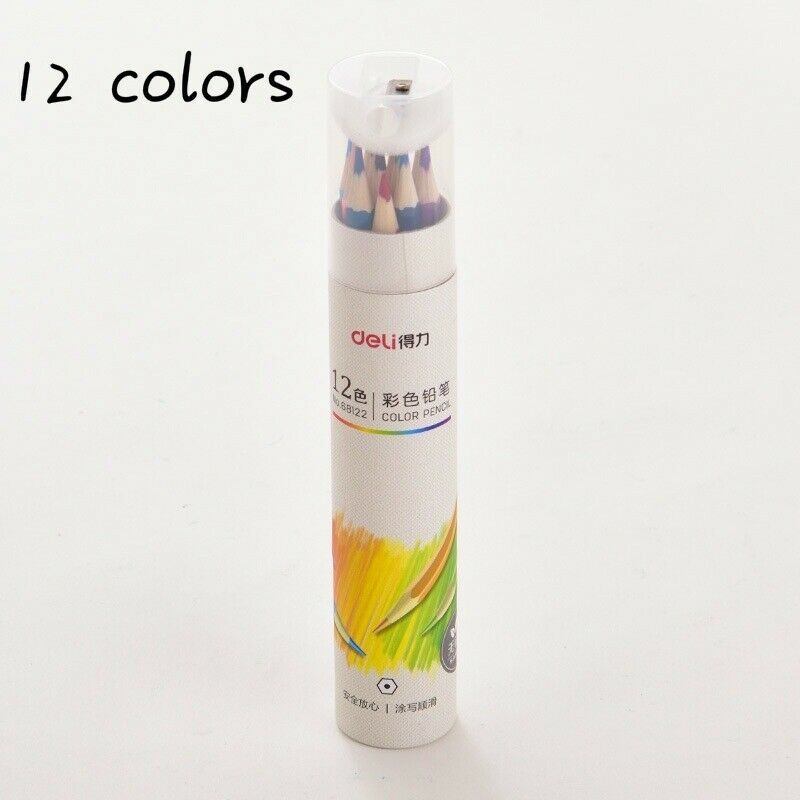 Conjunto de lápis de madeira coloridos 12/24/36/48 cores, pasta de madeira, óleo, chumbo, desenho e lápis de colorir para escola, lápis de desenho para crianças: 12 Colors