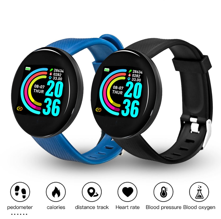 Tezer d18 pulseira inteligente freqüência cardíaca pressão arterial saúde à prova d18 água relógio inteligente d18 bluetooth pulseira de fitness rastreador