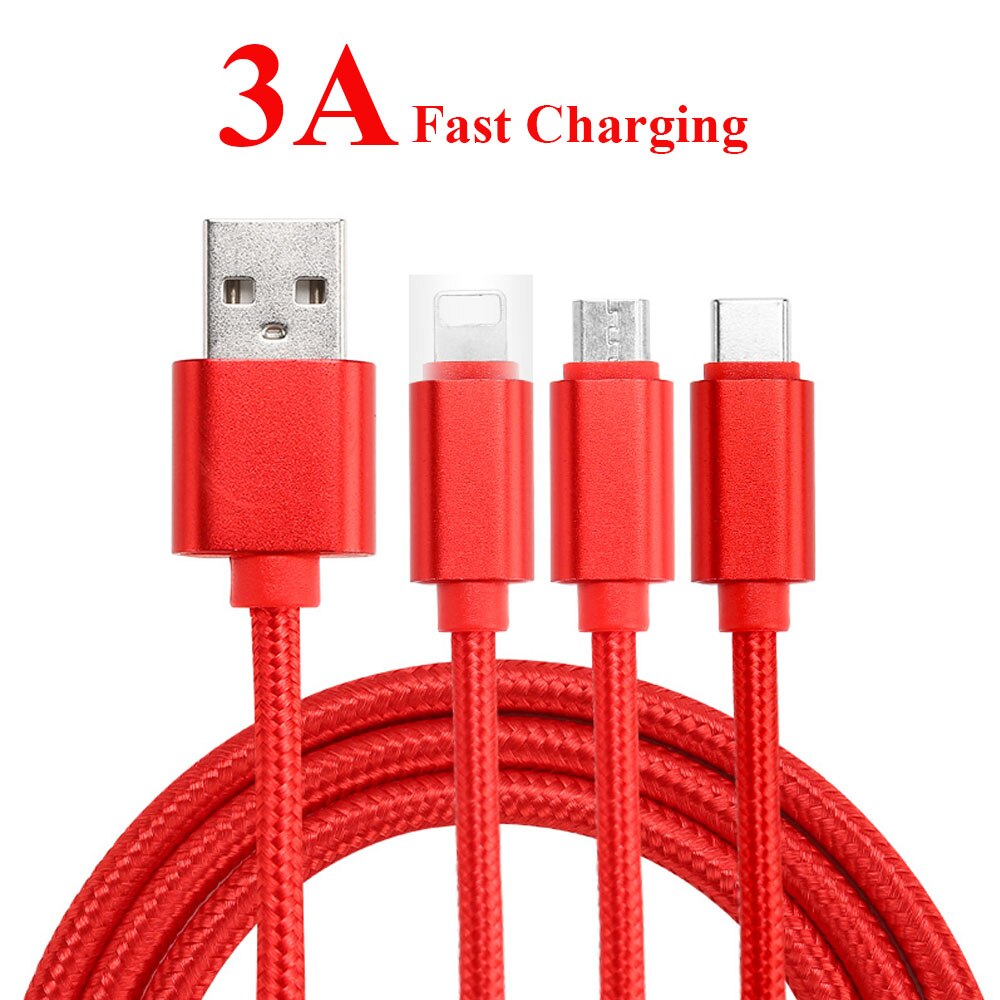 Mini praktisch Schnelle Ladekabel 3A Mikro USB Kabel Für iOS Android Schnell Ladegerät Mikro Kabel USB Typ C kabel USB Draht: rot Farbe