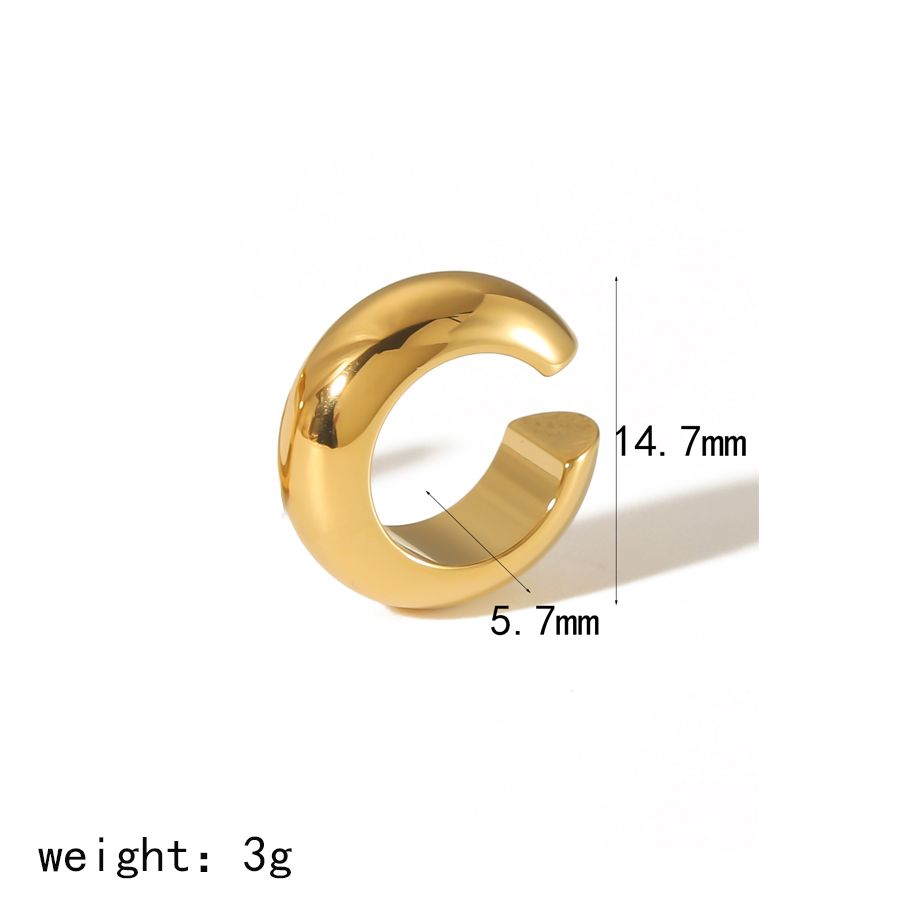 18K Gold Color Stainless Steel Multilayer Ear Clip Waterproof Metal Unique Trendy Women: Imitation Rhodium Plated