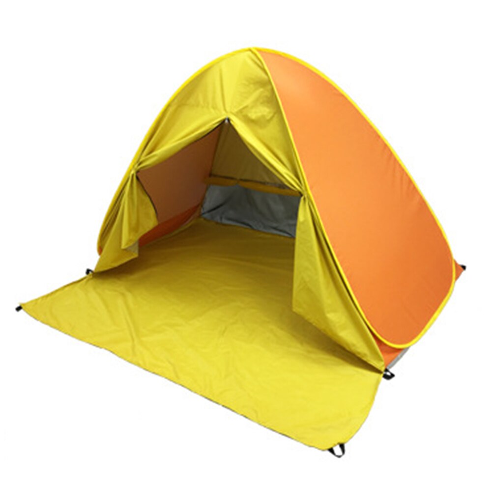 Strand Zelt Pop hoch Strand Baldachin Zelt draussen Camping Wandern Anti-Uv Sonnenschutz Schutz Faltbare Familie Schutz Zelt mit Vorhang: Orange