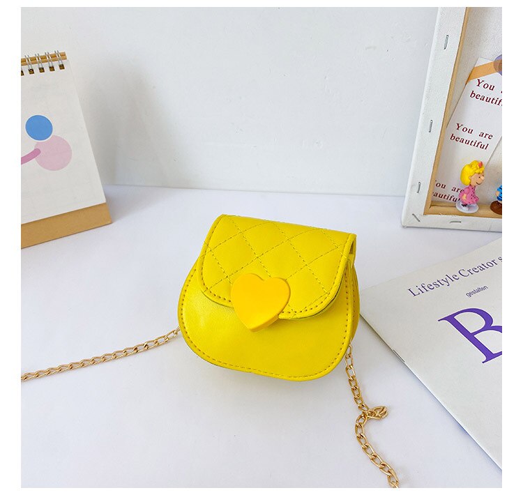 Mignon enfants Mini sacs à main et sacs à main automne hiver en cuir sacs à bandoulière pour bébé filles petite pièce pochette fille sac à main de fête: yellow