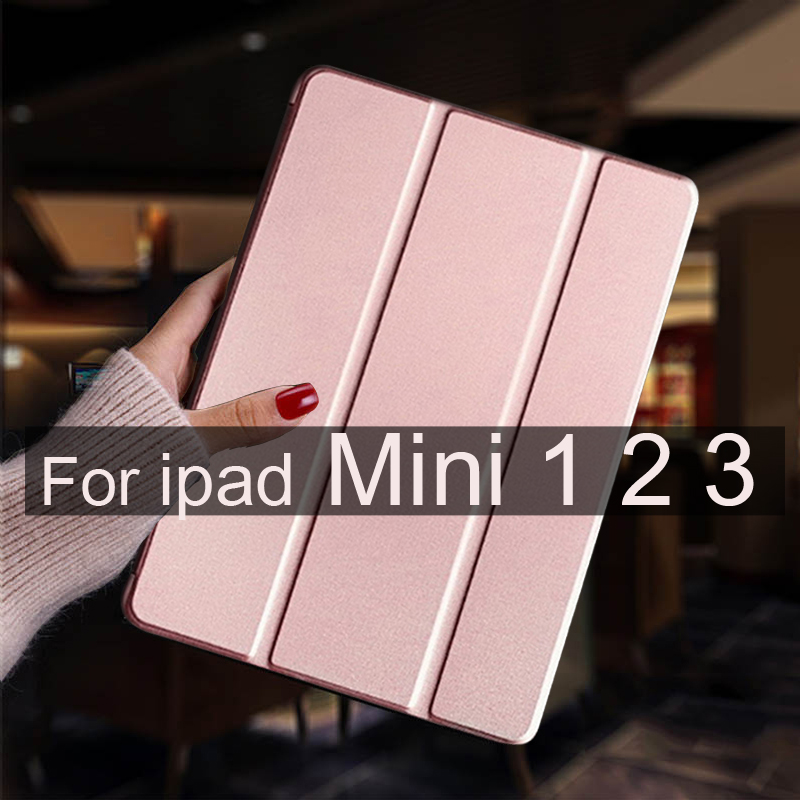 For ipad mini 5 4 3 2 1 Case Leather Stand Smart Tablet Cover Skin For iPad Mini 4 Case Mini 2 3 1 Mini 5 Protective Shell: Mini 123 Rose gold