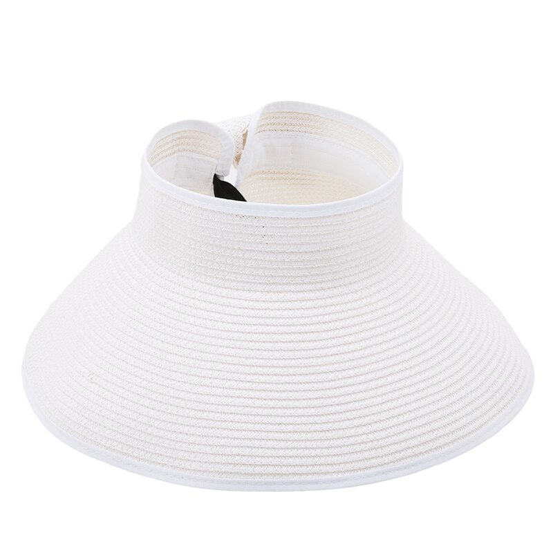 Strandpet zonnekap zonneklep strohoed dames zonnebrandcrème zomer opvouwbare grote zonnehoed voor dames hoed: Wit