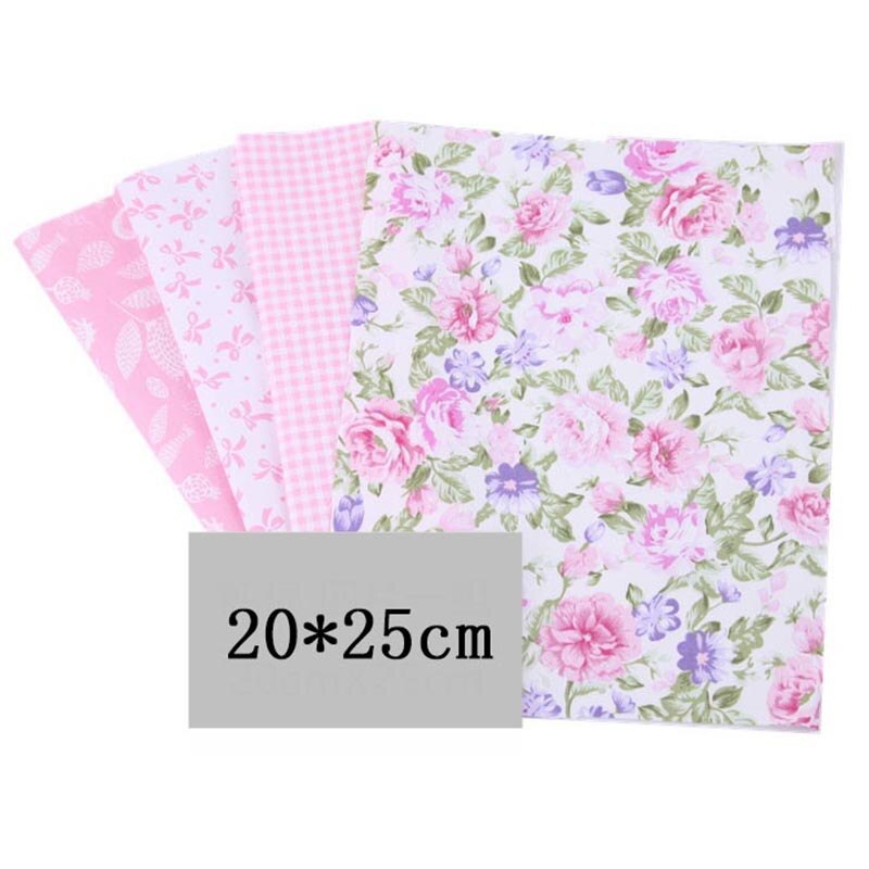 4 draps/ensemble 20x25CM coton Patchwork vêtements tissu accessoires de couture tissu d'impression florale matériel bricolage à la main couleur mélangée: 10 Pink flowers