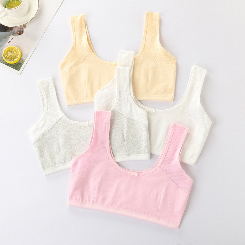 4 Stks/partij Meisjes Brasserie Ondergoed Katoen Kinderen Beha Dot Adolescente Meisjes Training Bras Ademend Tiener Meisje Tops Crop: 1-21GN011