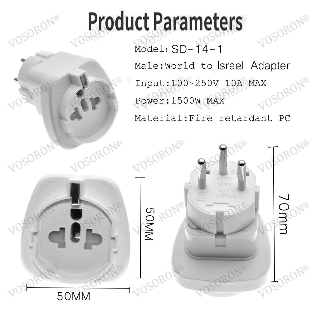 Israel 3Pin Universal Travel adapter,Israel SI-32 zu Weltweit Steckdose, IEC Typ H Reise Adapter