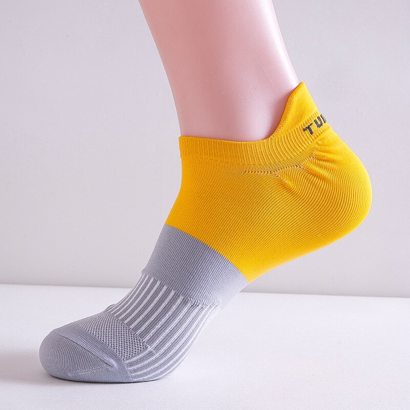 Løbende sportssokker sommer mænd og kvinder overfladisk mund tynd åndbar deodorant fitness korte rør ankel sokker: Gul