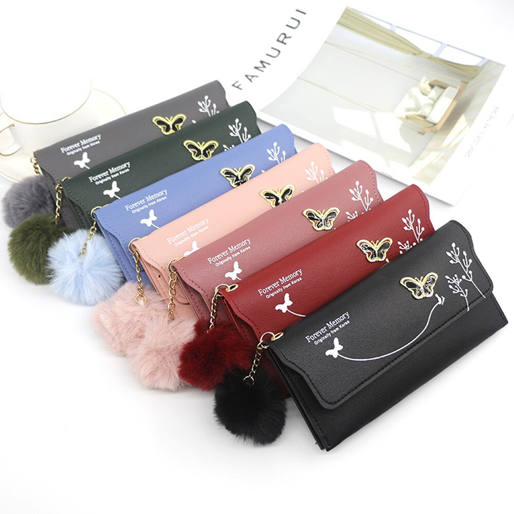 Korean Style Ladies Long Wallet Cute Wallet Women's Coin Purse Card Bag PU Wallet Clutch Student Tassel Cartoon