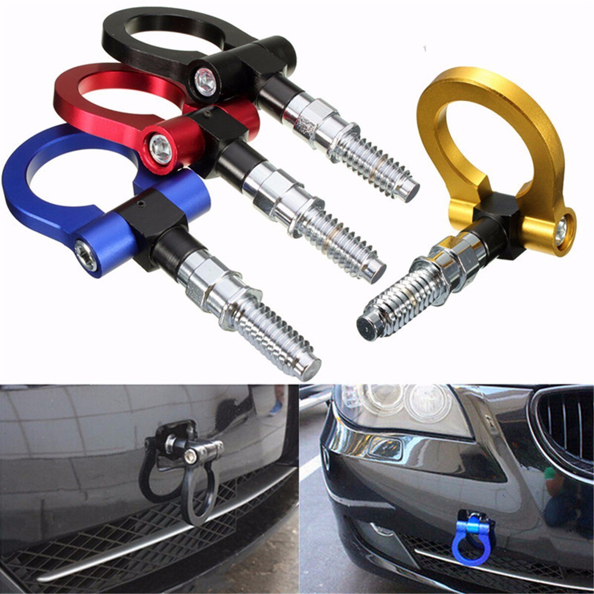 Universal Aluminum Racing Tow Hook Towing Trailer Ring for European Cars Blue Red Golden Black Silver Towing Bars