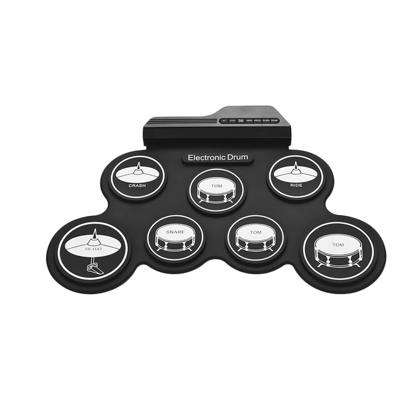 -kompakt storlek usb roll-up silikon trumset digitalt elektroniskt trumset 7 trumkuddar med trumsticks fotpedaler för början: Default Title