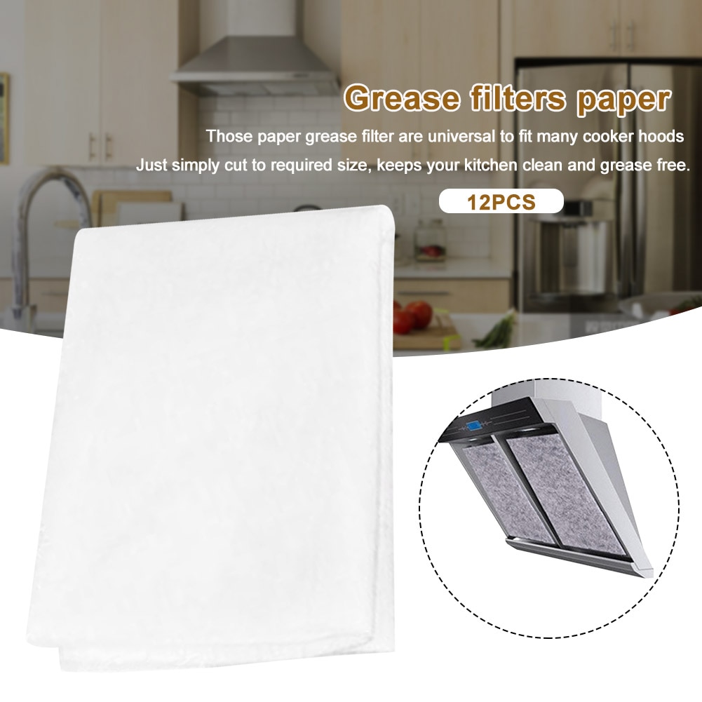12 stk / sæt fedtfiltre papir universal emhætte hjem restaurant emhætte fedtfiltre papir køkken tilbehør