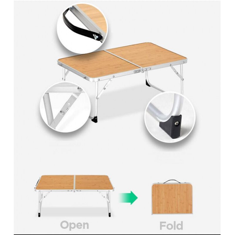 Bærbart udendørs bord aluminiumslegering udendørs foldemøbelsæt camping  l 25x w 60x h 40cm picnicbord holdbart bordskrivebord