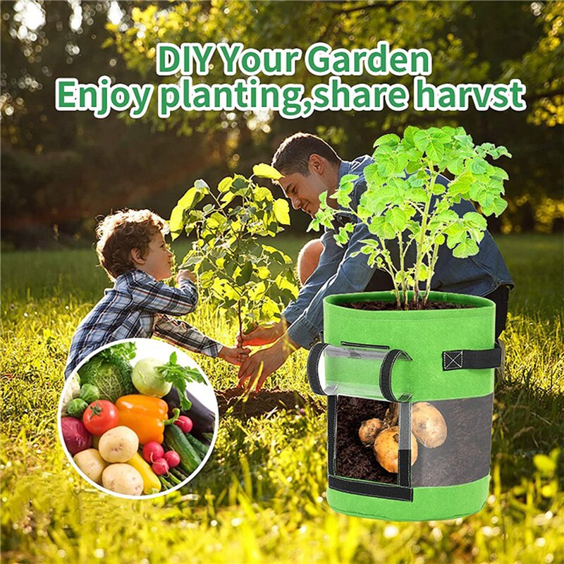Creciente de visualización planta crecer bolsas con asas y solapa de jardín ventana maceta para verduras bolsa para tomate patata