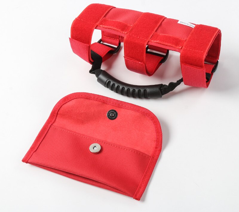 Sansour Car Roll Bar Grab Handle with Sunglasses Holder Storage Bag Armrest Pouch Bag Accessories for Jeep Wrangler CJ TJ JK JL: red