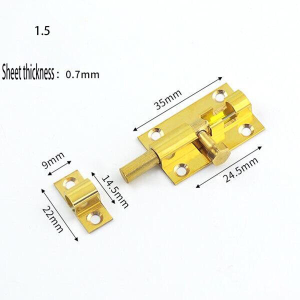 8PCS 1.5/2/3/4/6 Inch Long Golden Brass Door Latch Sliding Lock Bolt Latch Hasp Staple Gate Safety Lock: 1.5