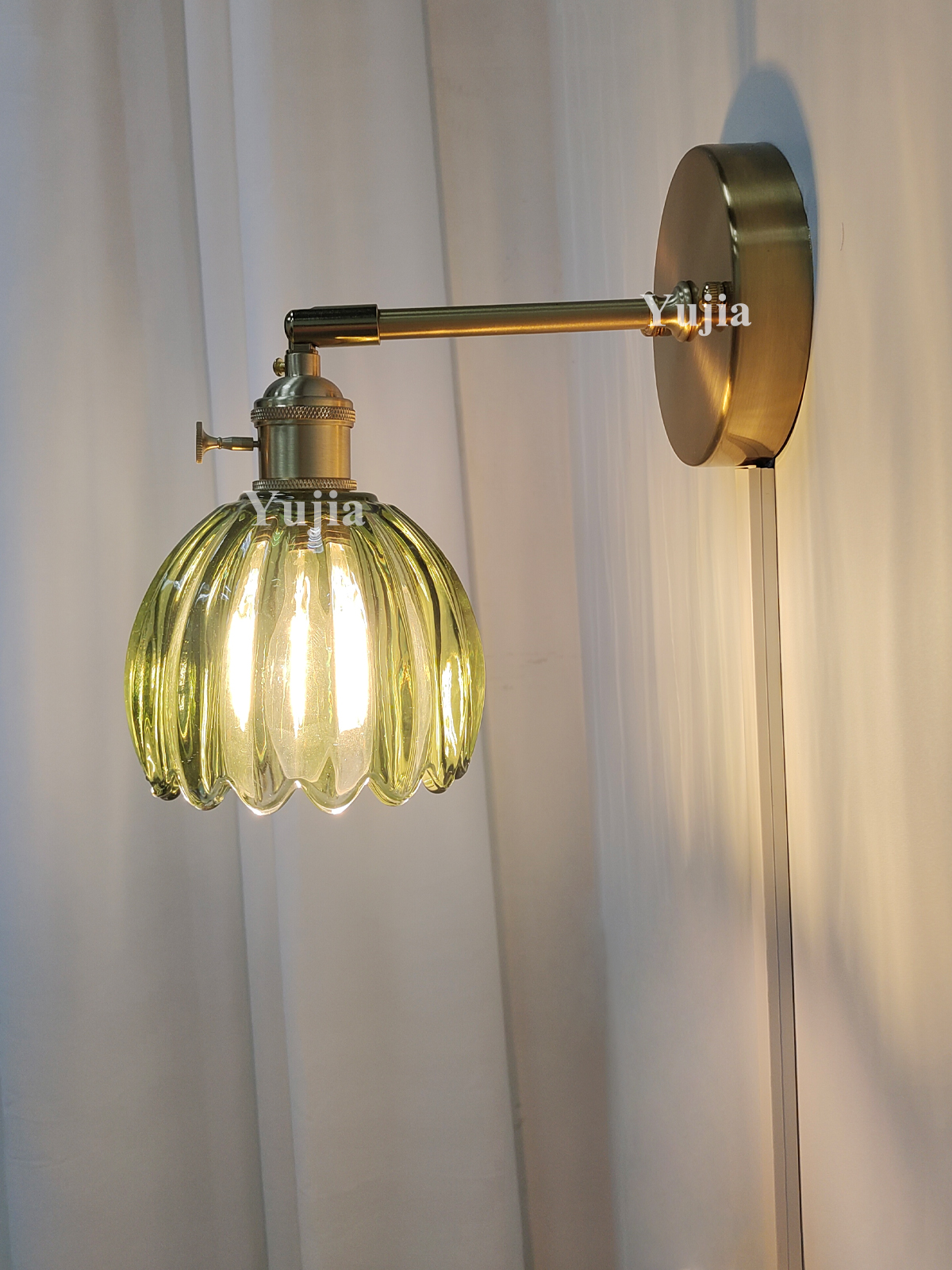 Japansk retro blomstervegglampe i glass moderne enkel nattbordslampe til soverom/studie ledet-speillampe nordisk vegglampe