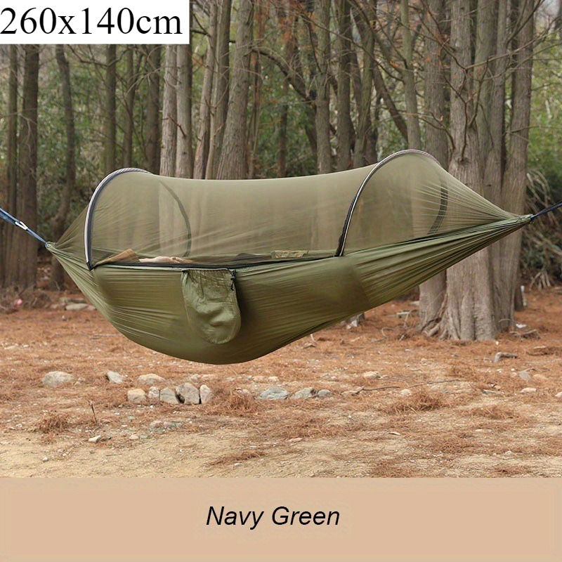 1pcs Anti-Side Flip Mosquito Proof Camping Hammock with Insect Net Portable Outdoor Hammock for Camping Lightweight Travel Bed: army green