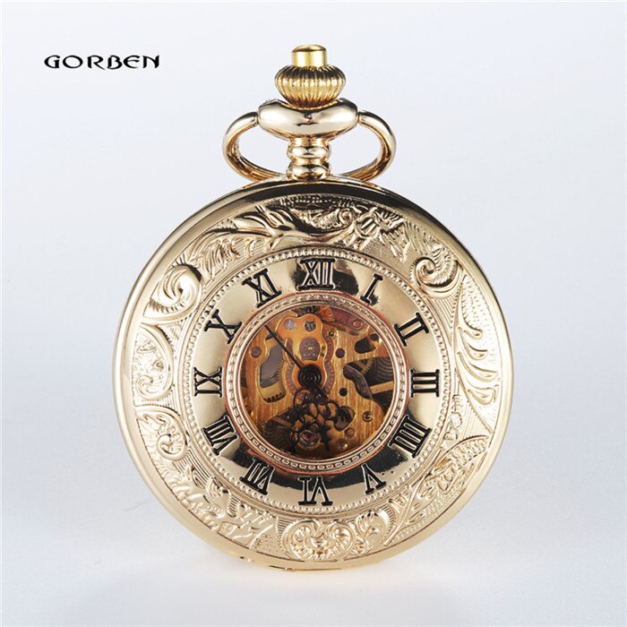 Lichtgevende Mechanische Zakhorloge Steampunk Vintage Hollow Cover Analoge Skeleton Hand Winding Mechanische Zakhorloge voor Mannen: P409