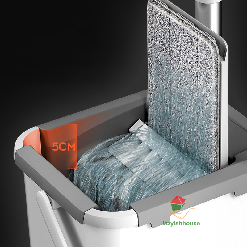 Herramientas de limpieza mágicas, fregona plana giratoria 360 con cubo para apretar, limpiador de suelo de cocina para el hogar, fregador de suelo, azulejo, fregona fácil de drenar
