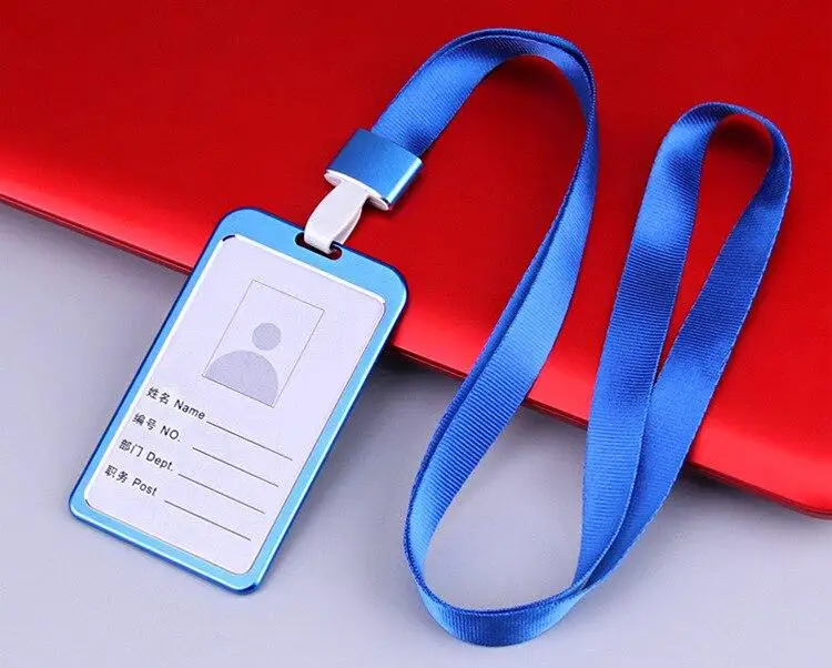 Aluminum Alloy Working Permit Cover ID Name Card Badge Holder Business Pass Card Lanyard Sleeve Case Metal Work Card Case Women