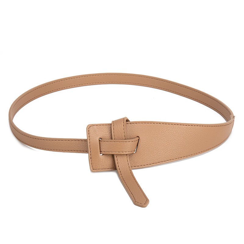 Ceinture de Trench-Coat pour femmes, Simple Pu, boucle irrégulière, nœud, ceinture amincissante, vêtements: apricot