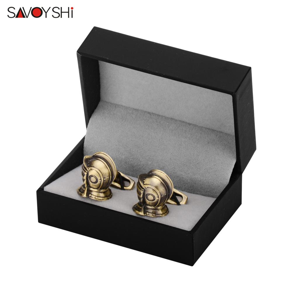 SAVOYSHI retro krieg Helm Manschettenknöpfe für Herren Hemd Manschette näGel Bronze- Manschette Verknüpfungen Manschette tasten Männer Schmuck: Cufflinks mit Kasten A