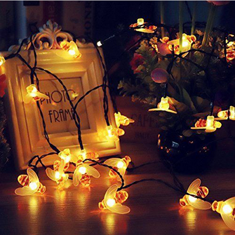 Solar Powered Cute Honey Bee LED String Light 20 LEDs / 100 LEDs Fairy Light Outdoor Garden Fence Patio Christmas Garland Lights