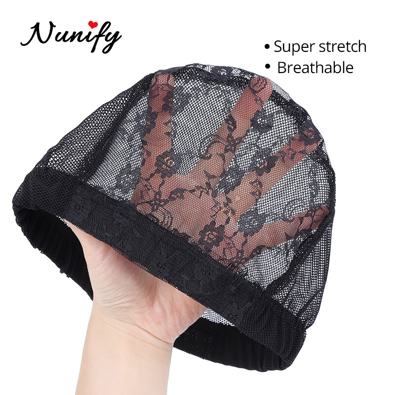 Nunify 1pcs Black U Part Wig Cap With Swiss Lace Net Making Wigs Full Lace Wig Weaving Cap Mesh Base Machine Made Stretchy Net