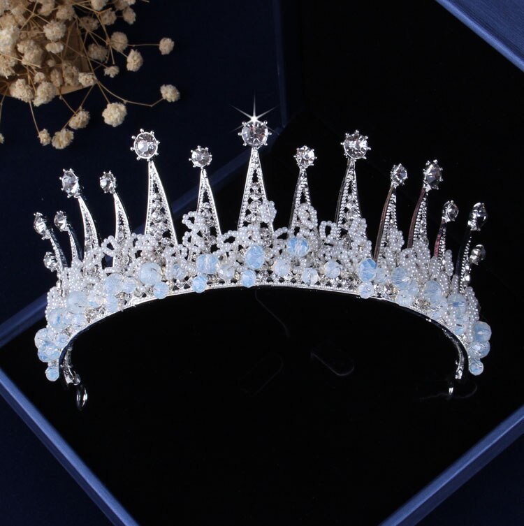 Luxe Bloemen Crystal Bridal Jewelry Sets Bruiloft Kronen Pageant Diadeem Earring Choker Ketting Set Afrikaanse Kralen Sieraden Set: Antique Copper Plated