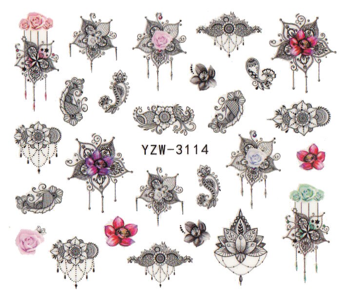 1 pieza de calcomanías para uñas, pegatinas de transferencia de agua, flores románticas, rosas, marcas de agua, deslizador, decoración de uñas, manicura