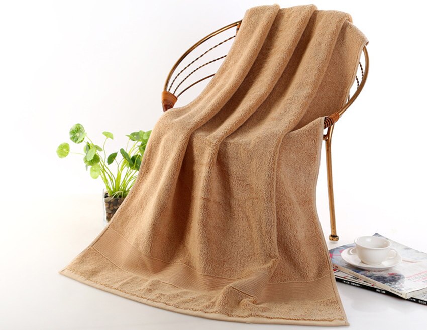 Egyptisk bomuld strandhåndklæde frotté badehåndklæder badeværelse 70*140cm 650g tyk luksus solid til spa badeværelse badehåndklæder til voksne: Brun