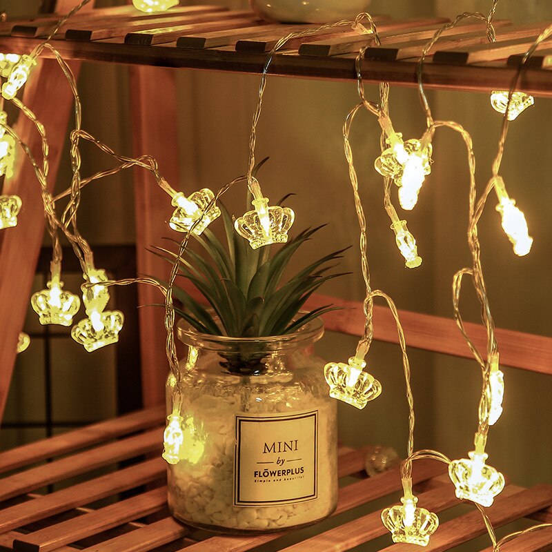 10/ 20 LED Astronaut Spaceship Rocket Led String Lights Party Lights Children Wall Window Nursery Kids Room Decor: transparent Crown / 1.5m 10 leds / by USB