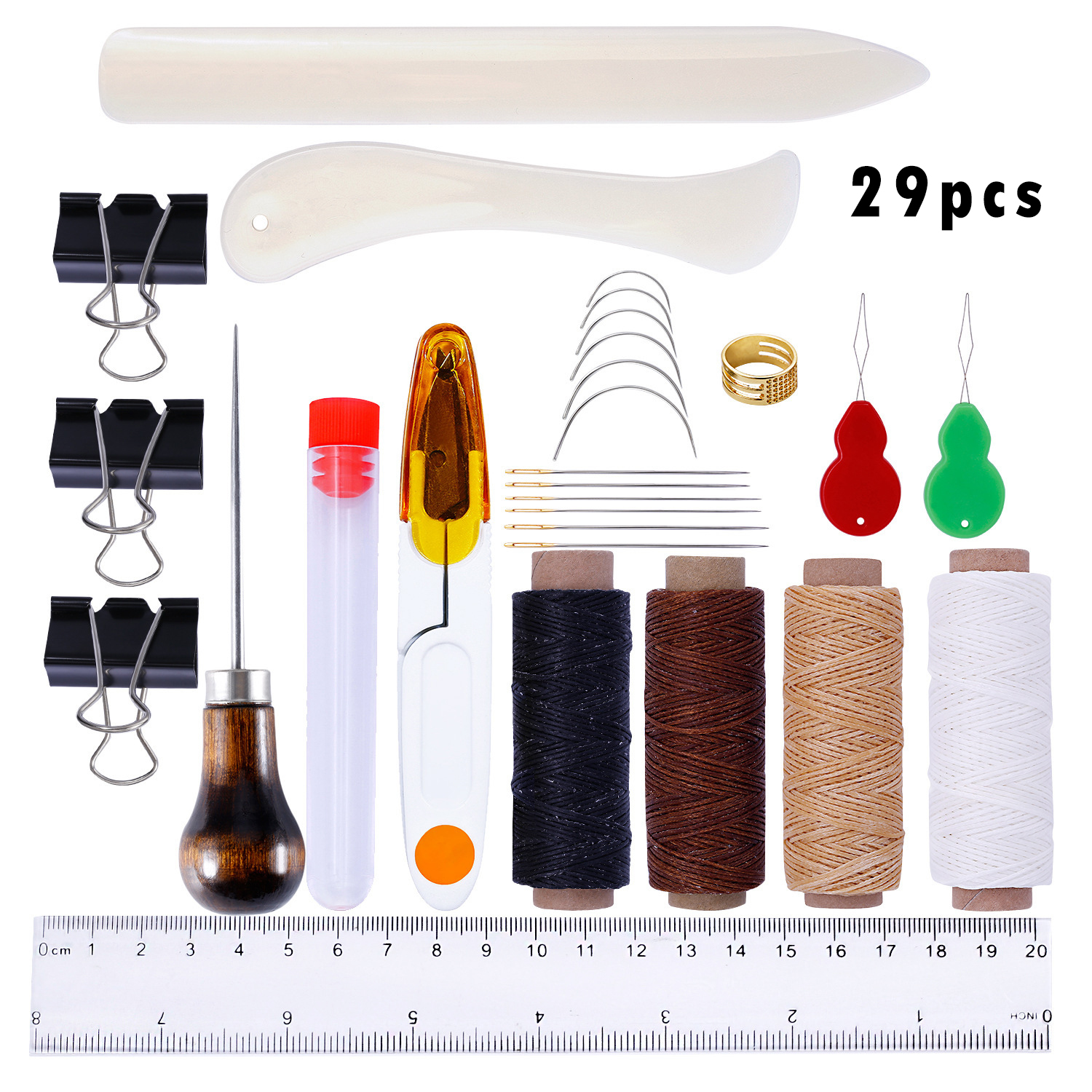 Leather Craft Tools Hand Sewing Stitching Punch Carving Work Saddle Groover Kit Accessories DIY Leather Tool: Set M