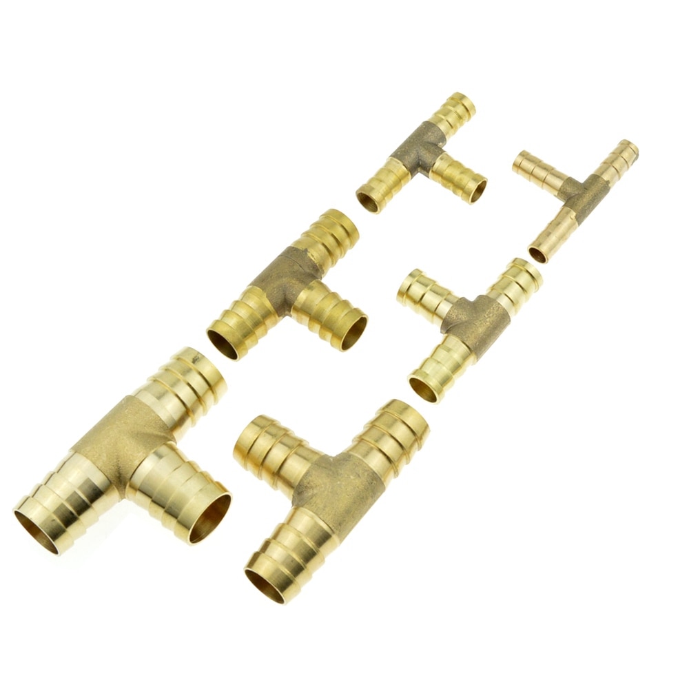 T-Vorm Messing Barb Slangfitting Tee 4mm 6mm 8mm 10mm 12mm 16mm 3 Manier Slang Buis Barb Koper Prikkeldraad Koppeling Connector Adapter