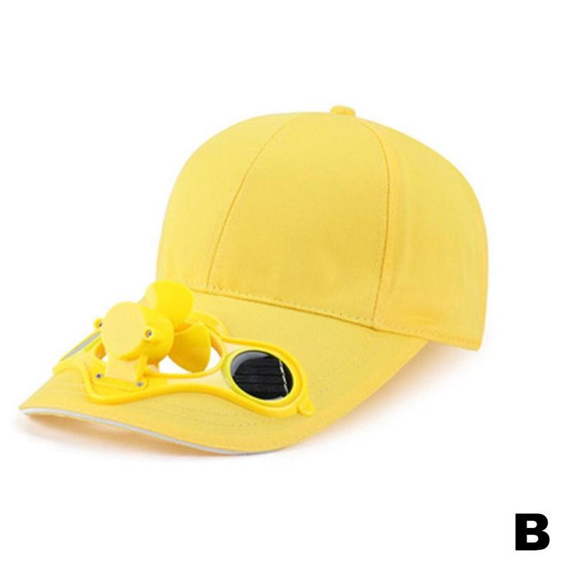 Gorra de béisbol con ventilador de Panel Solar para verano, gorro de béisbol con visera, N4T2: yellow