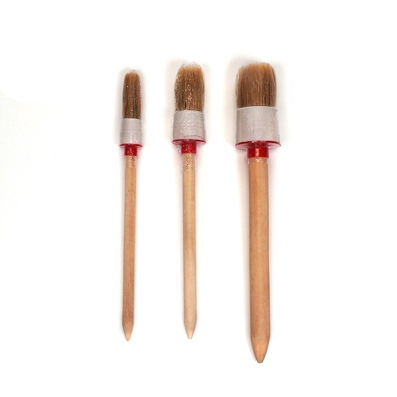 Car Side Seam Detail Brush Cleaning Brush For Air Outlet Engine Air Conditioner Round Head Wooden Soft Brush: 3 PCS