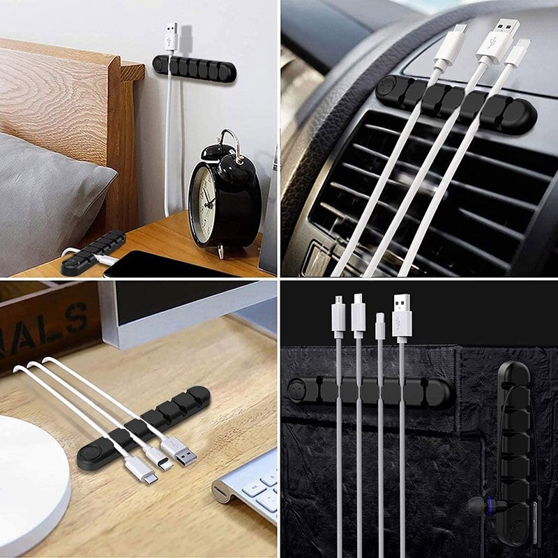Organizer Cable Retainer, Charging Cable Retainer Cable Clamp 3 Pieces Wire Management Cable Retainer (4 4 and 6 Slots)