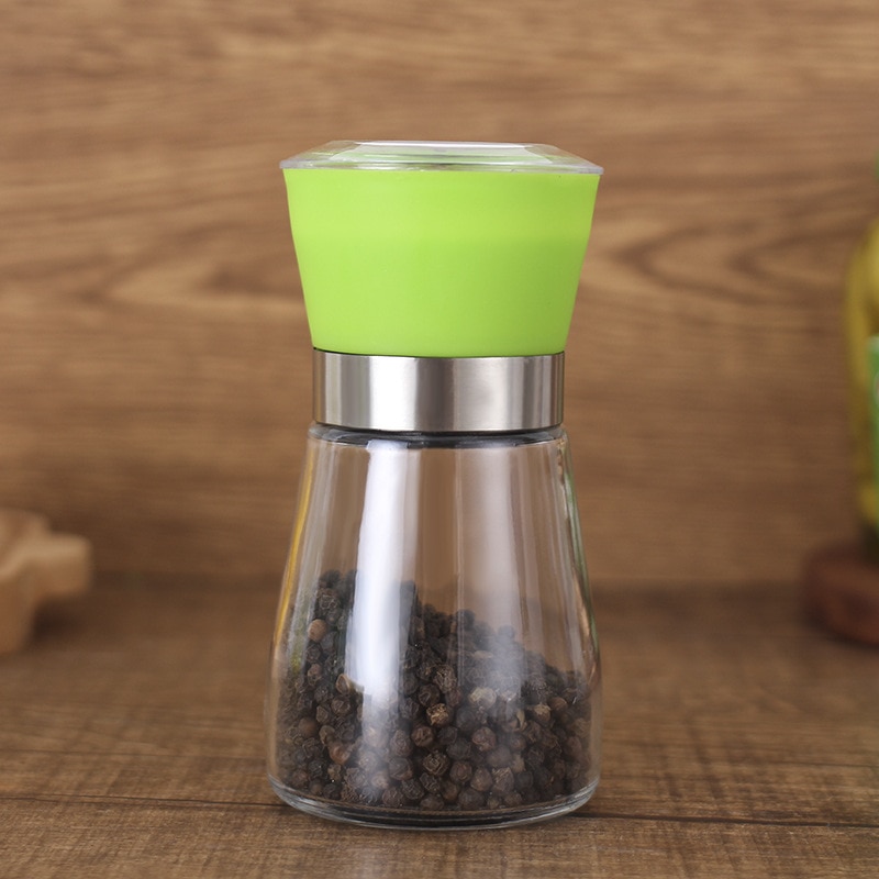 Pepperkvern kvern plast glass manuell salt urt krydder pepper mølle nøyaktig justerbar matlaging krydder møller kjøkkenverktøy