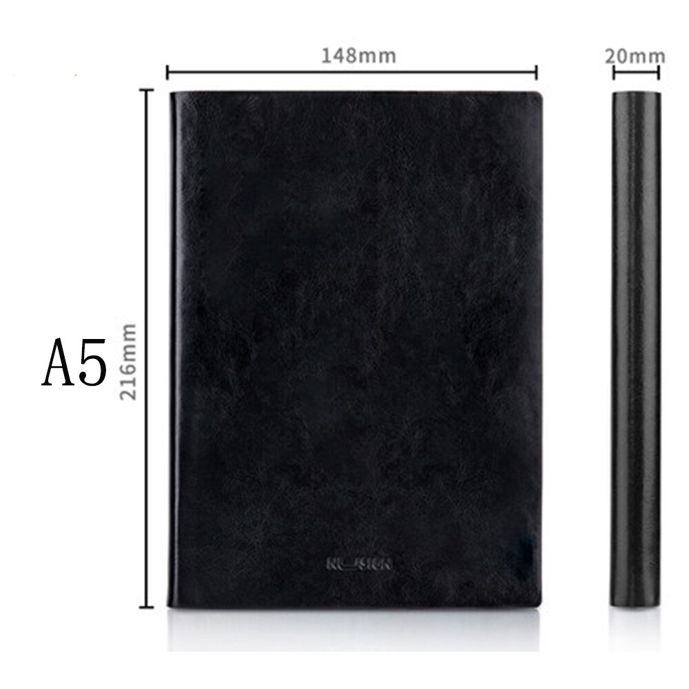 Nusign A5/B5 Sizes Soft Face Leather Notebook High-end Office Business Notebook Leather Face Stationery Bookmark Ribbon: A5 Black
