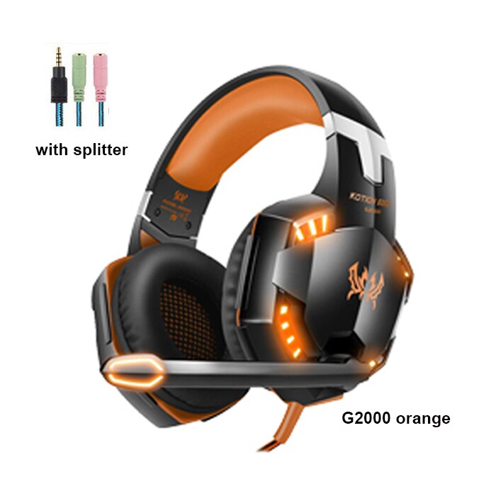 Kotion Elke G2000 G4000 Gaming Headsets Game Oortelefoon Headset Stereo Hoofdtelefoon Met Microfoon Voor Pc Gamer Met Doos: G2000 orange cable
